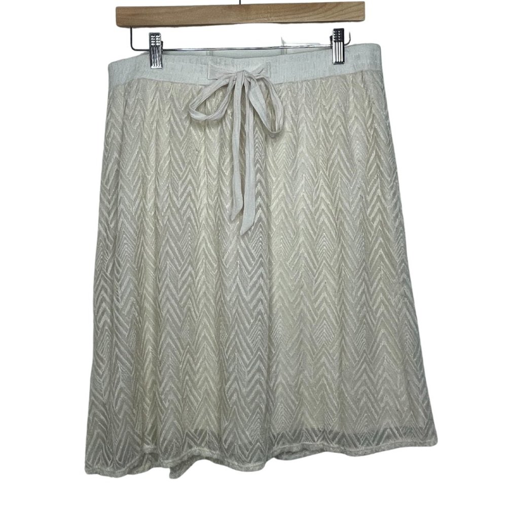 STUDIO 253 | Ivory Layered Pull On A-Line Flowy Skirt | Size L/XL
